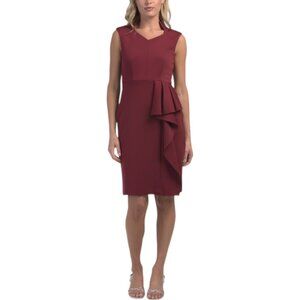 ADRIANNA PAPELL Sleeveless Cascading Ruffle Mini Sheath Dress